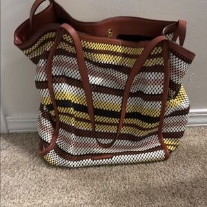 Rebecca Minkoff Striped Multicolor Leather Tote Bag